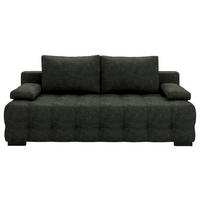 SCHLAFSOFA in Velours Dunkelgrün  - Dunkelgrün/Schwarz, KONVENTIONELL, Kunststoff/Textil (209/96/100cm) - Stylife