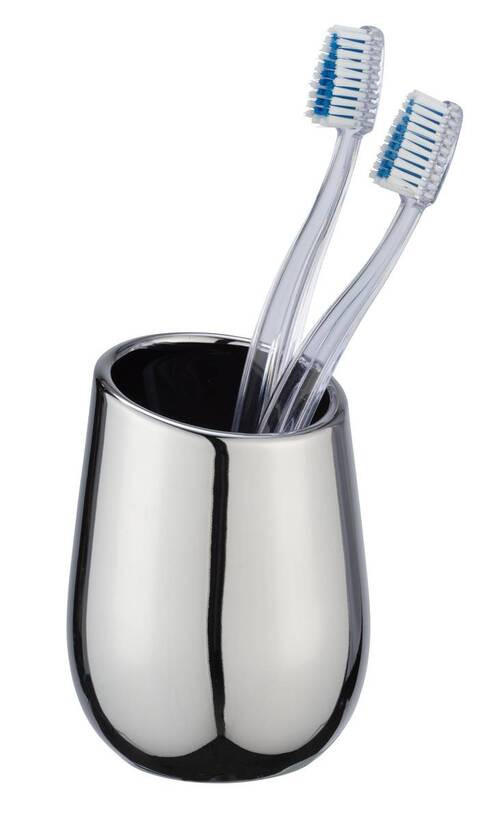 ZAHNPUTZBECHER Keramik  - Chromfarben, Basics, Keramik (8/11/8cm) - Wenko