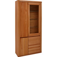 VITRÍNA, dub, jádrový buk, 98/204/38 cm - šedá/jádrový buk, Konvenční, dřevo/kompozitní dřevo (98/204/38cm) - Voleo