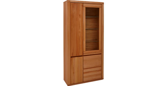 VITRINE  in massiv Eiche Kernbuche  - Kernbuche/Grau, KONVENTIONELL, Glas/Holz (98/204/38cm) - Voleo