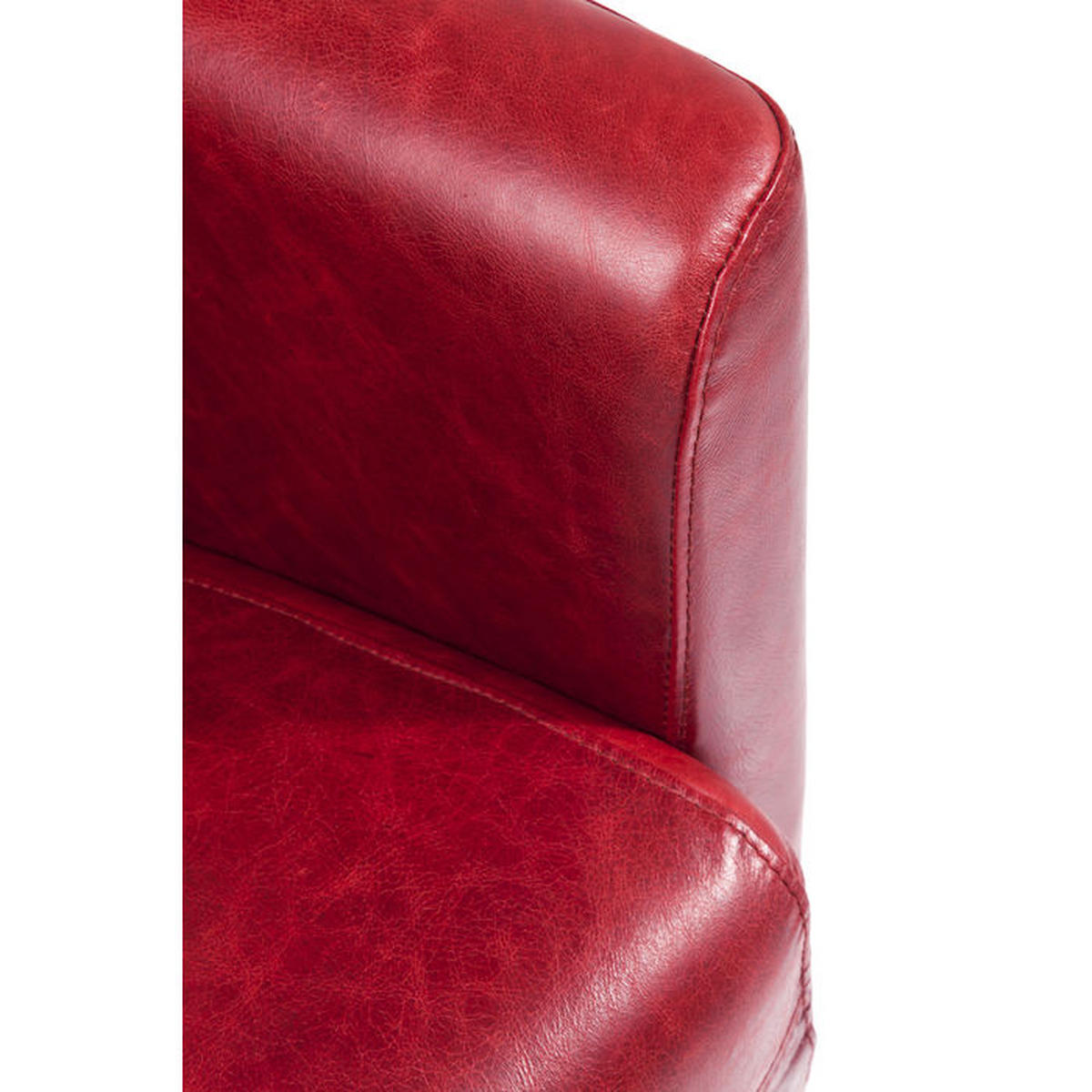 SESSEL Echtleder Rot    - Dunkelbraun/Rot, Design, Leder/Holz (70/72/83cm) - Kare-Design