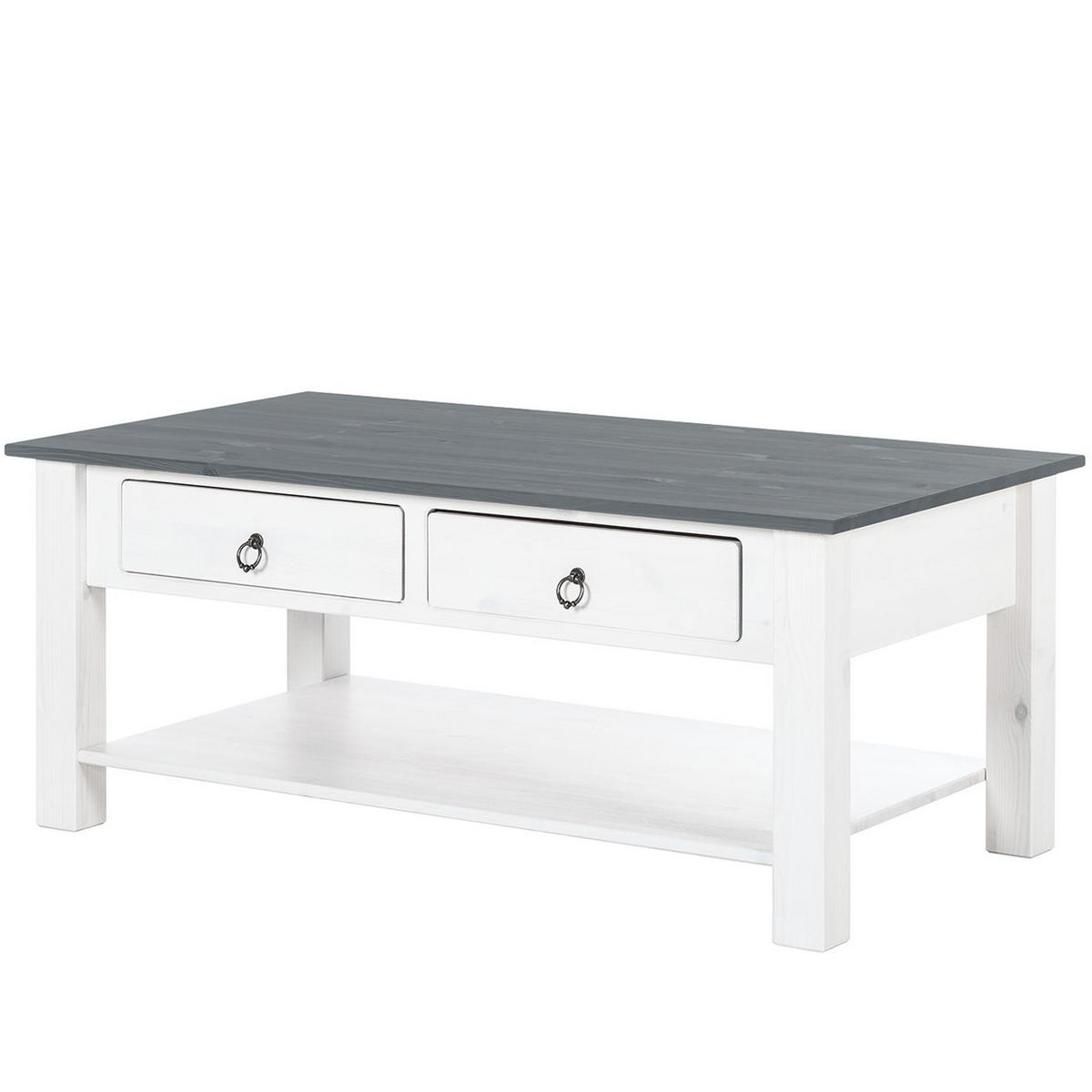 COUCHTISCH Ines Kiefer 110/45/60 cm rechteckig Grau, Weiß  - Bronzefarben/Weiß, Design, Holz/Metall (110/45/60cm) - MID.YOU