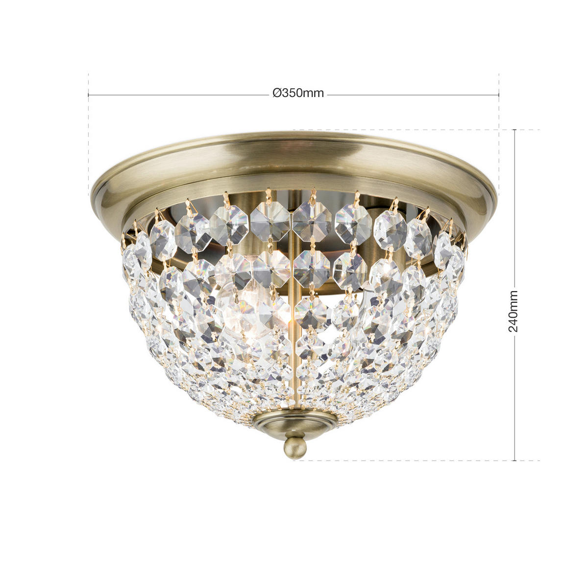 KRISTALL-DECKENLEUCHTE Plafond 35/24 cm   - Goldfarben, LIFESTYLE, Glas/Metall (35/24cm)