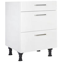 SCHUBKASTENUNTERSCHRANK 60/87/56 cm  in Weiß  - Edelstahlfarben/Weiß, MODERN, Holzwerkstoff/Metall (60/87/56cm) - Nobilia