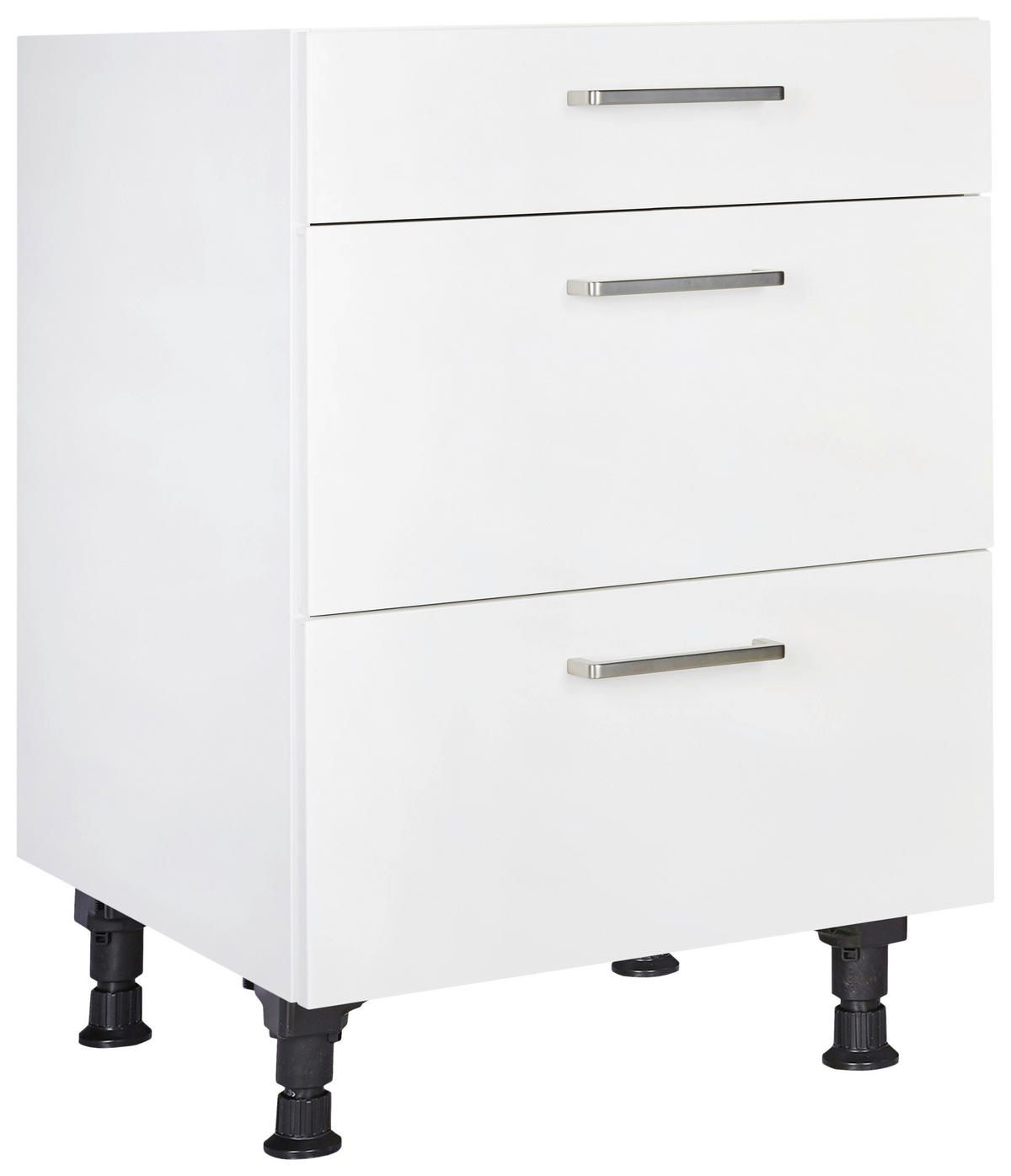 SCHUBKASTENUNTERSCHRANK 60/87/56 cm  in Weiß  - Edelstahlfarben/Weiß, MODERN, Holzwerkstoff/Metall (60/87/56cm) - Nobilia