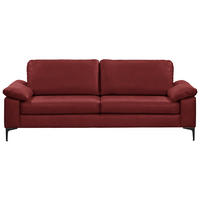 2,5-SITZER  in Echtleder Rot   - Rot/Schwarz, Design, Leder/Metall (204/83/97cm) - Schöner Wohnen