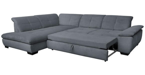 ECKSOFA in Cord Grau  - Schwarz/Grau, Design, Textil/Metall (242/313cm) - Xora