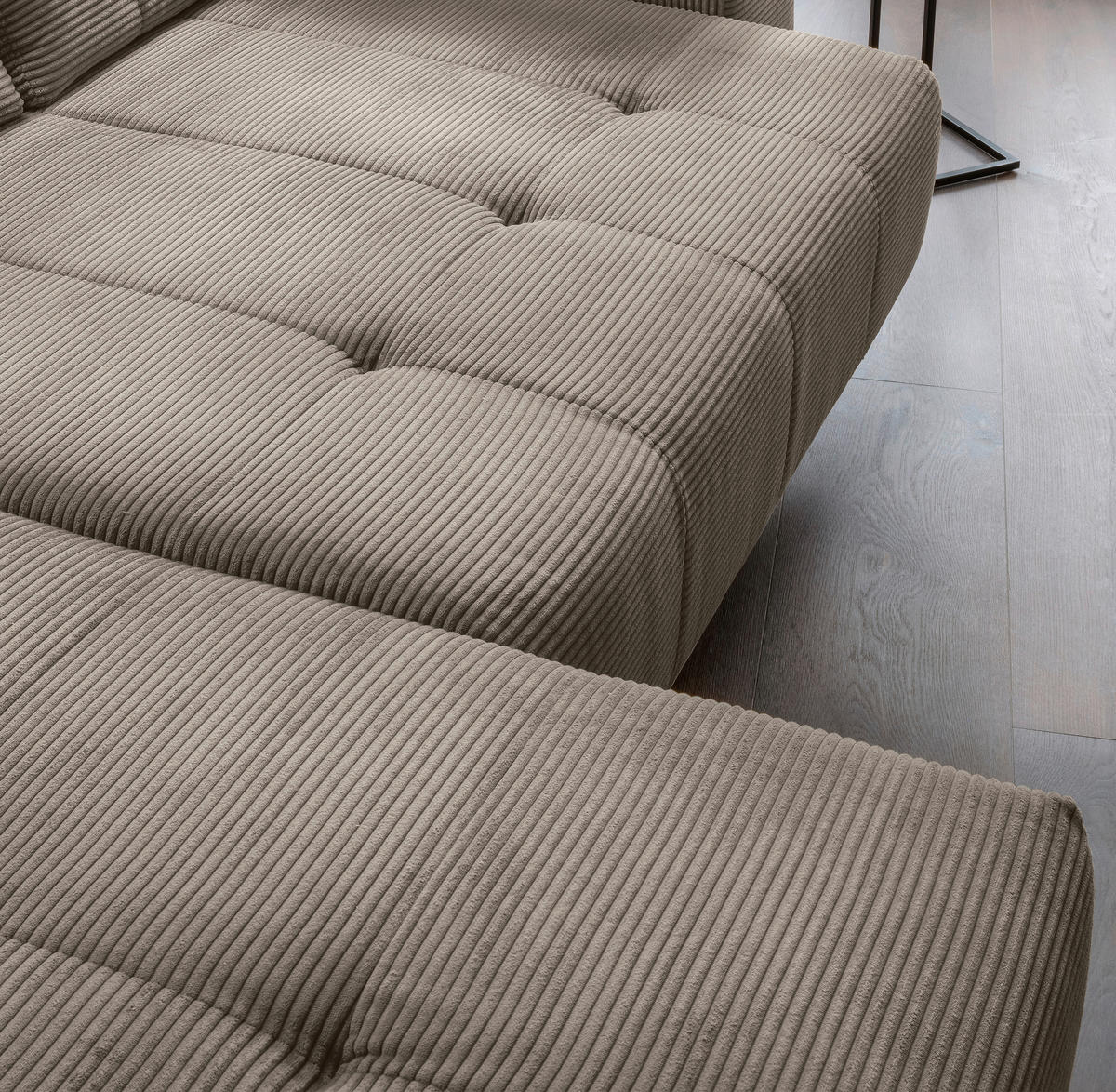 ECKSOFA in Cord Graubraun  - Graubraun/Schwarz, Modern, Textil/Metall (200/272cm) - Livetastic
