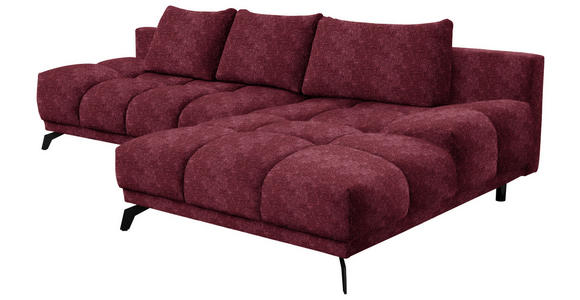 ECKSOFA in Chenille Dunkelrot  - Schwarz/Dunkelrot, MODERN, Textil/Metall (290/182cm) - Hom`in