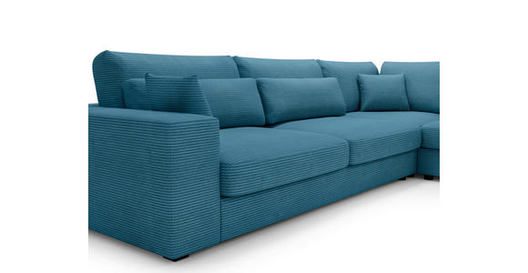 ECKSOFA in Cord Blau  - Blau/Schwarz, KONVENTIONELL, Kunststoff/Textil (314/250cm) - Carryhome