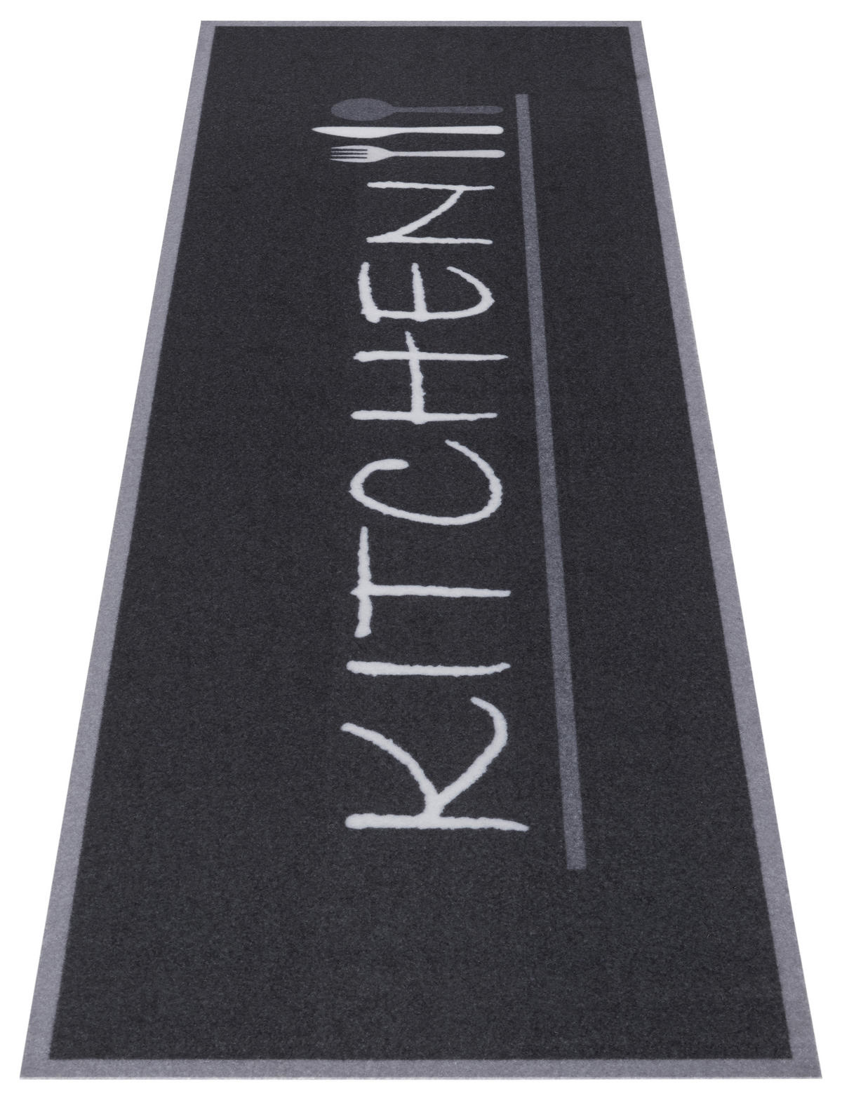 Küchenläufer in Schwarz/Weiß ( 50/150 cm Cook & Clean Weiß, Schwarz  - Schwarz/Weiß, Design, Kunststoff (50/150cm) - Hanse Home