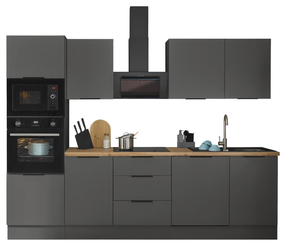 KÜCHENBLOCK   in Graphitfarben  - Schwarz/Graphitfarben, Basics, Holzwerkstoff/Metall (280/211/60cm) - Carryhome