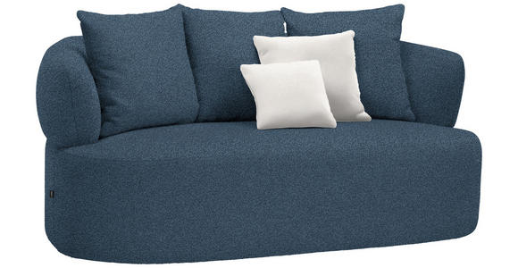 2-SITZER-SOFA in Plüsch Dunkelblau - Creme/Schwarz, MODERN, Kunststoff/Textil (177/86/105cm) - Hom`in
