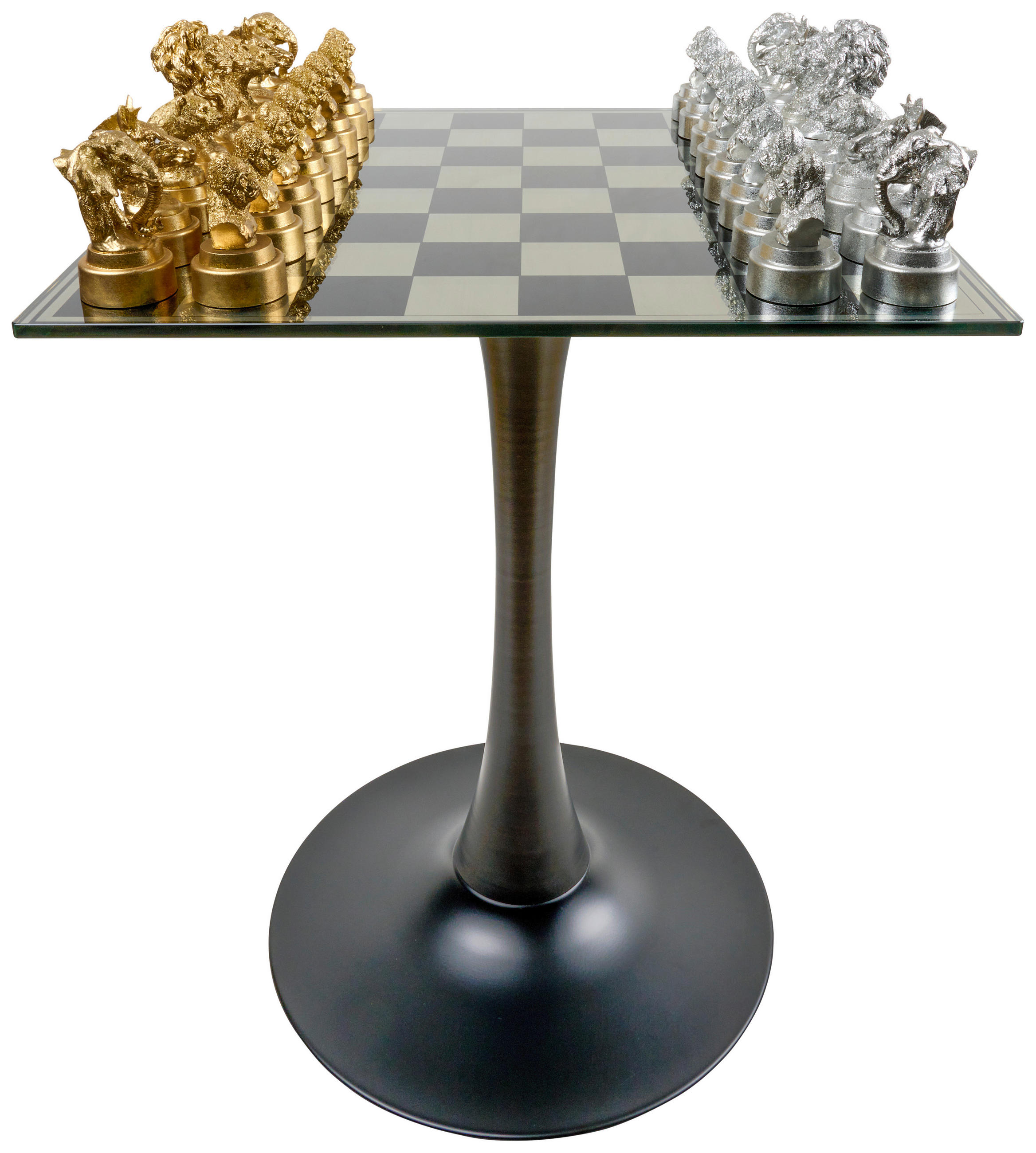 KISASZTAL fém, műanyag, Üveg 60/60/71 cm  - fekete, Trend, műanyag/Üveg (60/60/71cm) - Ambia Home