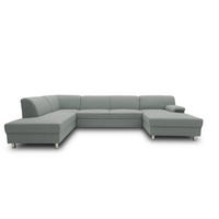 WOHNLANDSCHAFT Silberfarben Webstoff  - Chromfarben/Silberfarben, KONVENTIONELL, Textil/Metall (194/308/150cm) - MID.YOU