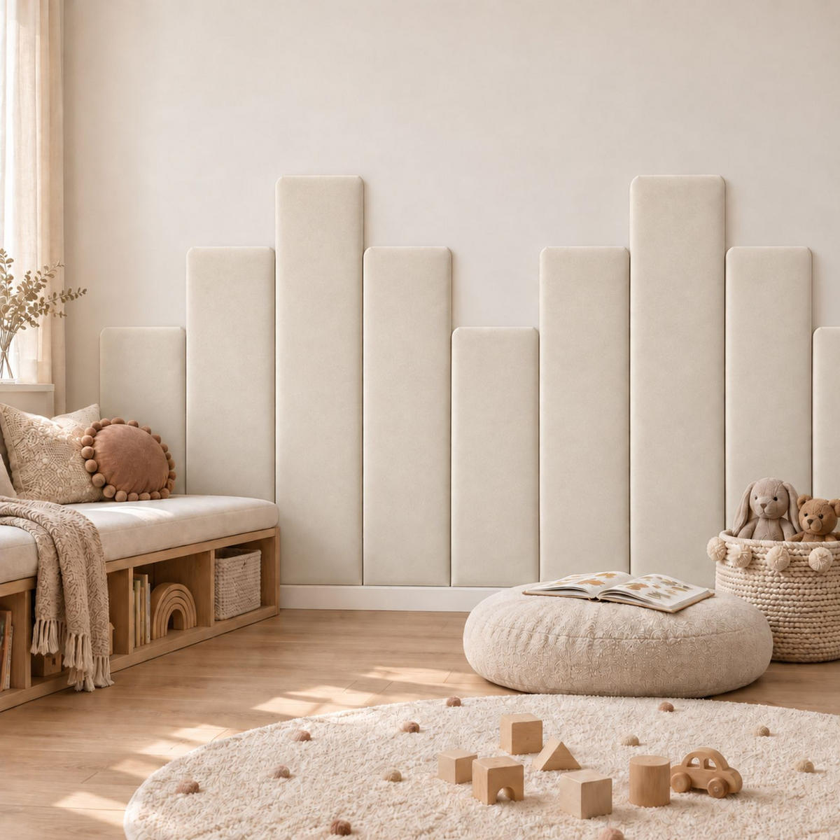 WANDPANEEL 60/20/2.5 cm  - Creme, Basics, Kunststoff/Textil (60/20/2.5cm)