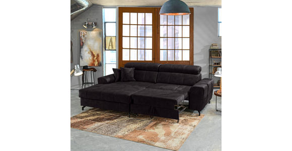 ECKSOFA in Velours Aubergine - Aubergine/Schwarz, Design, Textil/Metall (181/267cm) - Carryhome