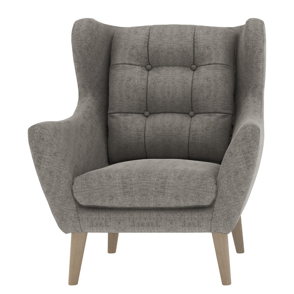 SESSELSET in Webstoff Dunkelgrau  - Eichefarben/Dunkelgrau, KONVENTIONELL, Holz/Textil (91/104/94cm) - Trendmanufaktur