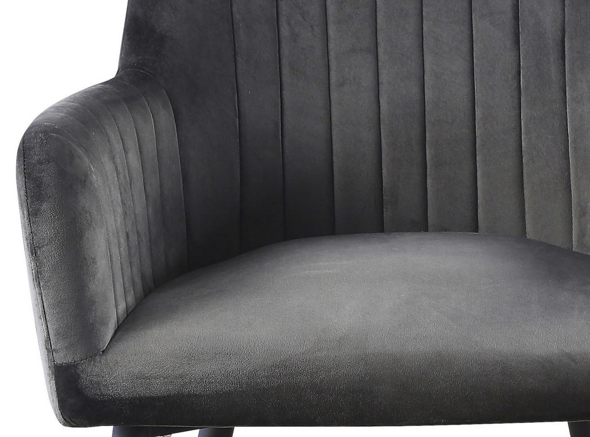 ARMLEHNSTUHL  in Eisen Samt  - Schwarz/Grau, MODERN, Holz/Textil (63/85/63cm) - MID.YOU