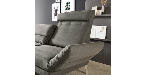 ECKSOFA Graphitfarben Mikrofaser  - Chromfarben/Graphitfarben, Design, Textil/Metall (176-217/273-327cm) - Dieter Knoll