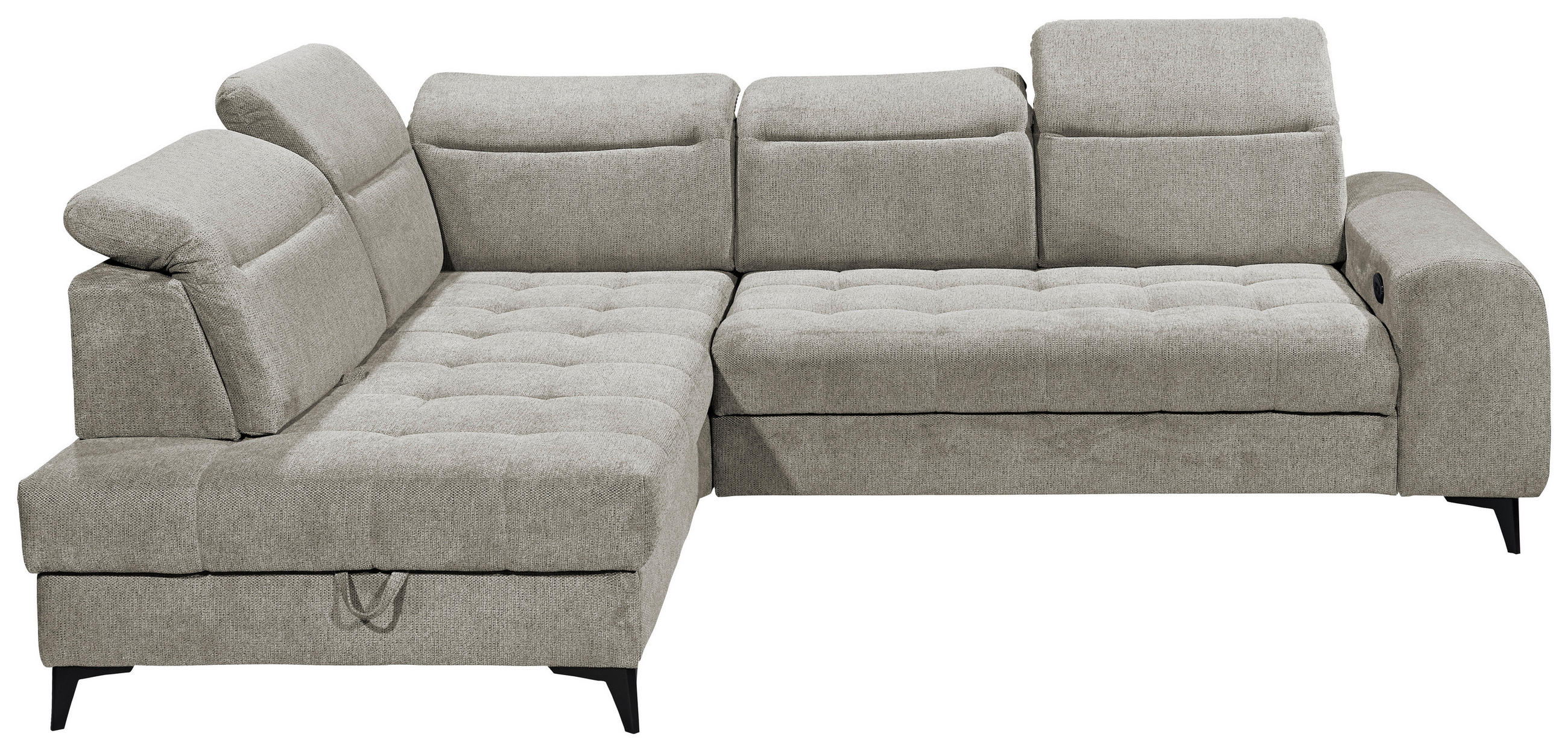 ECKSOFA in Webstoff Taupe  - Taupe/Schwarz, Konventionell, Kunststoff/Textil (200/282cm) - MID.YOU