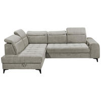 ECKSOFA in Webstoff Taupe  - Taupe/Schwarz, Konventionell, Kunststoff/Textil (200/282cm) - MID.YOU