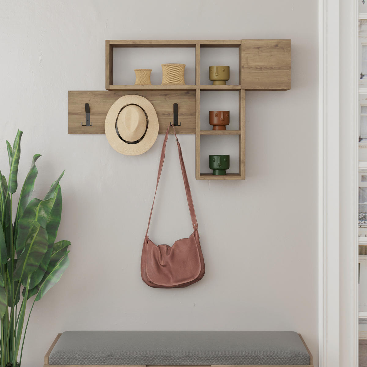 WANDGARDEROBE - Eiche dunkel, Design, Holzwerkstoff (99.5/61/15cm) - Livetastic