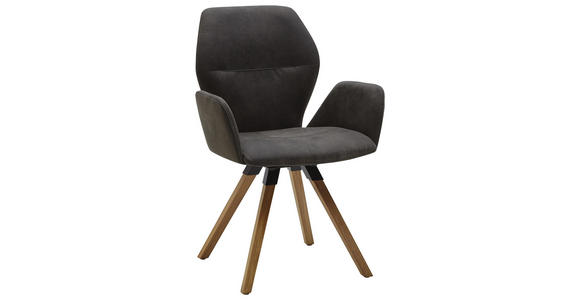 ARMLEHNSTUHL Mikrofaser Wildeiche massiv Anthrazit, Eichefarben - Eichefarben/Anthrazit, Design, Holz/Textil (62/91/59cm) - Valnatura