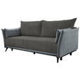SCHLAFSOFA  mit Liegefunktion, Rücken echt Cord, Flachgewebe Grau  - Schwarz/Grau, KONVENTIONELL, Textil/Metall (223/72/100cm) - Carryhome