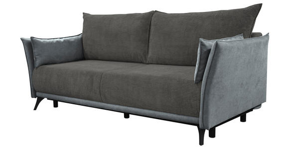 SCHLAFSOFA  mit Liegefunktion, Rücken echt Cord, Flachgewebe Grau  - Schwarz/Grau, KONVENTIONELL, Textil/Metall (223/72/100cm) - Carryhome