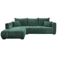 ECKSOFA  in Cord Dunkelgrün  208/322 cm  - Dunkelgrün/Schwarz, MODERN, Holz/Textil (208/322cm) - Carryhome