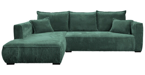 ECKSOFA  in Cord Dunkelgrün  208/322 cm  - Dunkelgrün/Schwarz, MODERN, Holz/Textil (208/322cm) - Carryhome