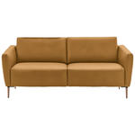 2-SITZER-SOFA  in Echtleder Currygelb   - Currygelb/Eichefarben, Natur, Leder/Holz (207/86/87cm) - Valnatura