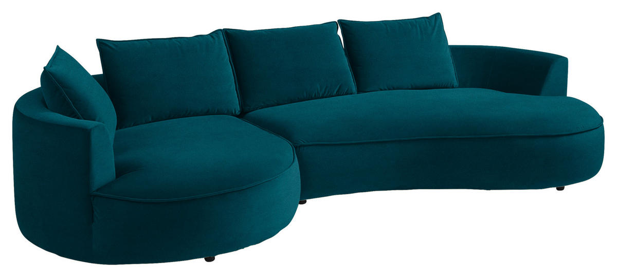 BIGSOFA Samt Petrol  - Petrol/Schwarz, Design, Kunststoff/Textil (154/82/322cm) - home24