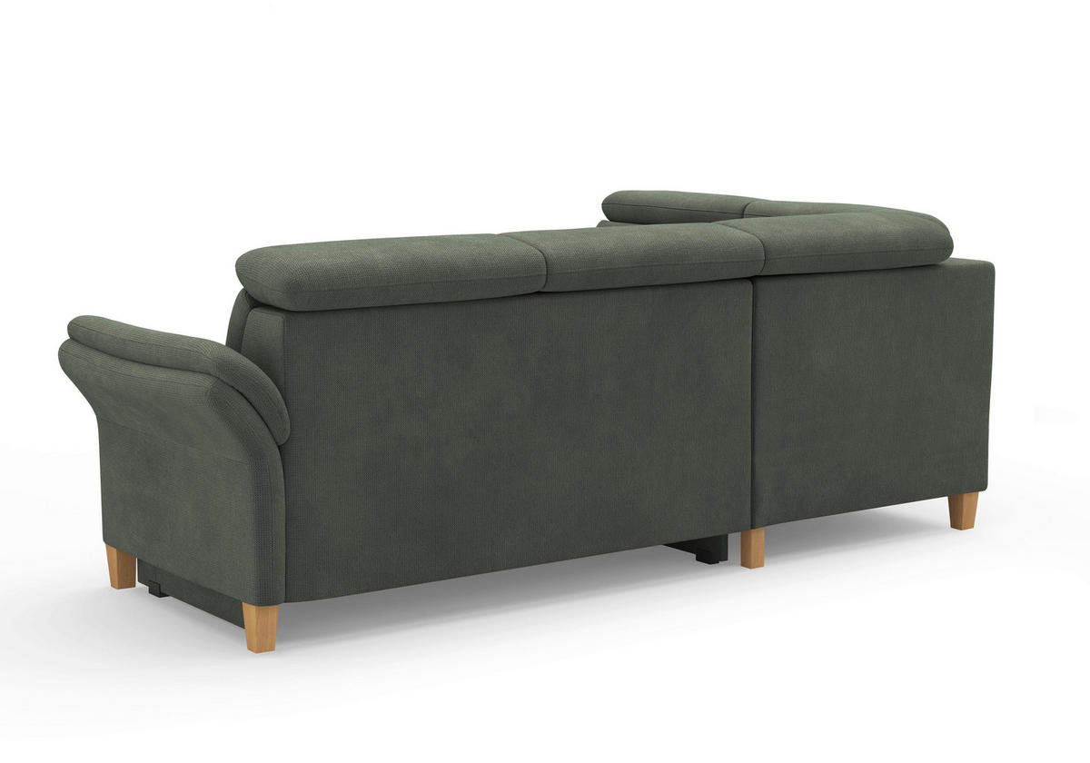 ECKSOFA GLENDALE E Dunkelgrün Flachgewebe  - Dunkelgrün/Eichefarben, KONVENTIONELL, Holz/Textil (193/247cm) - Sit & More
