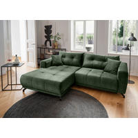 ECKSOFA in Velours Dunkelgrün  - Dunkelgrün/Schwarz, Modern, Textil/Metall (177/246cm) - MID.YOU