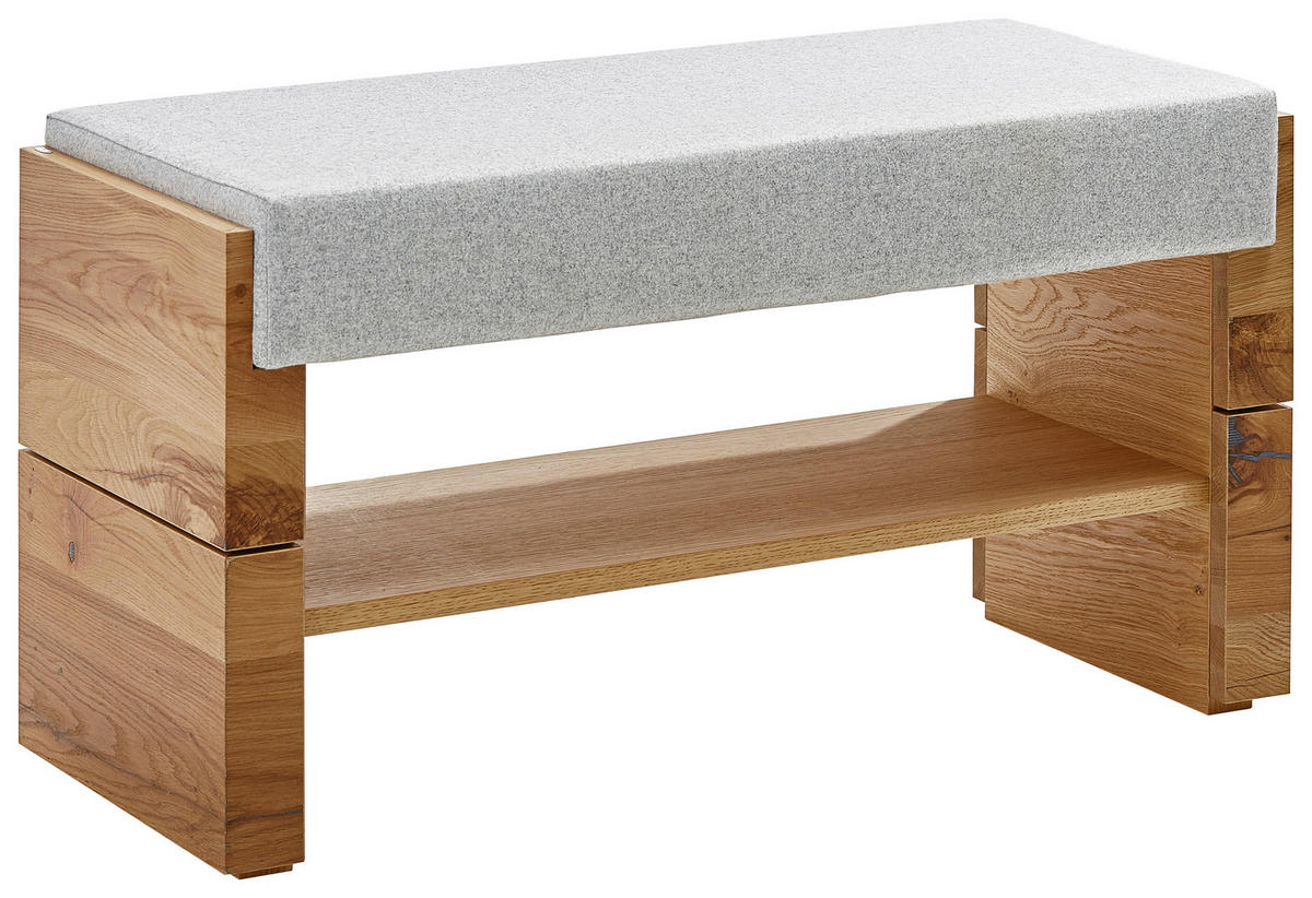 GARDEROBENBANK 91/49/40 cm  - Eichefarben/Grau, Design, Naturmaterialien/Holz (91/49/40cm) - Voglauer