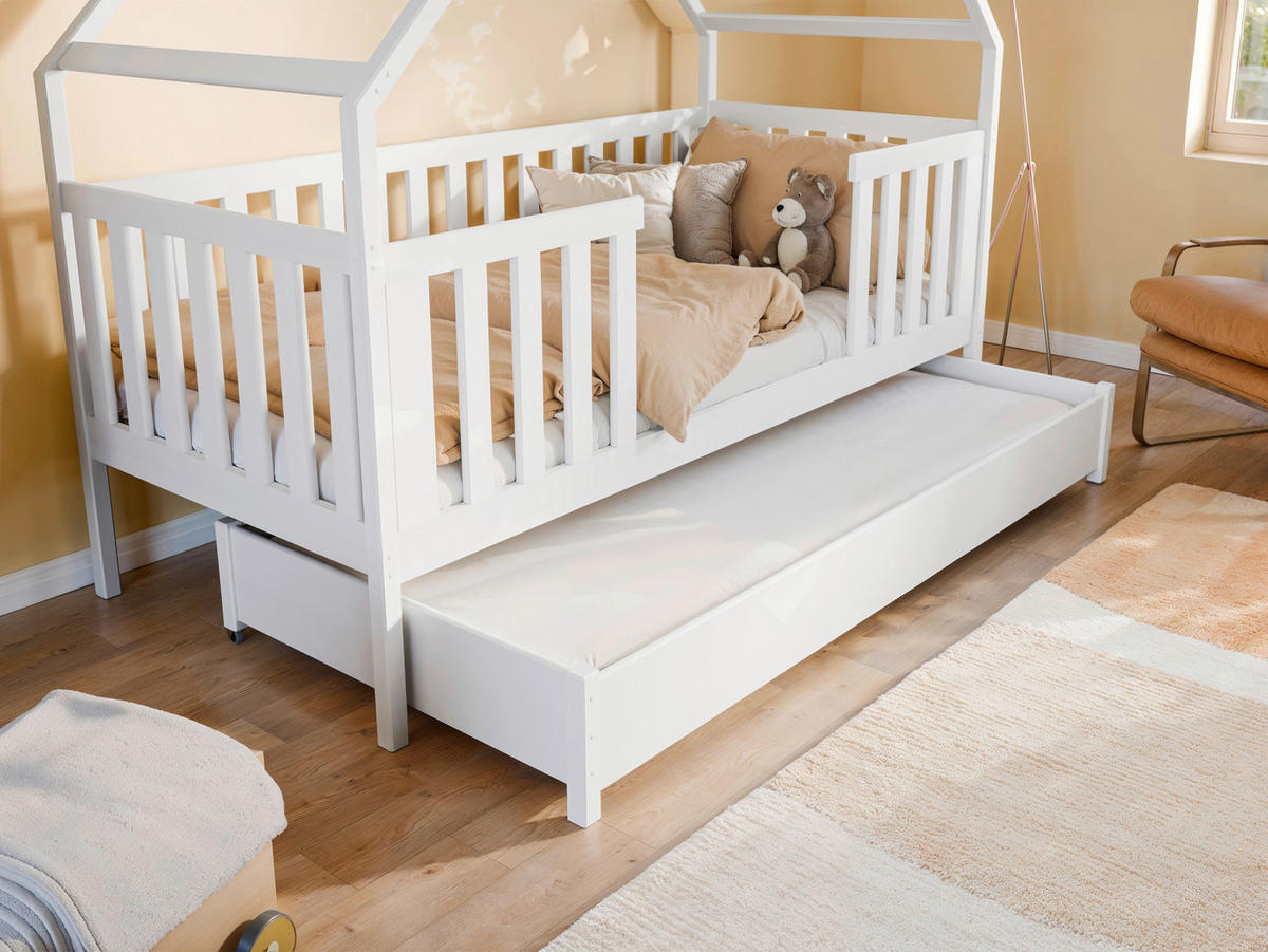 HAUSBETT Lattenrost, Matratzen 90/200 cm  - Birkefarben/Weiß, Basics, Holz/Holzwerkstoff (90/200cm) - Boxxx