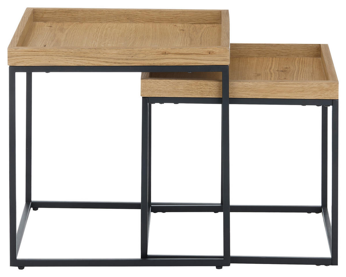 COUCHTISCHSET in Holz, Metall, Holzwerkstoff  - couleur de chêne/noir, Modern, métal/bois (50/50cm) - Novel