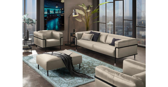 SESSEL in Echtleder Beige - Beige/Schwarz, Design, Leder/Metall (91/67/96cm) - Johann Jakob