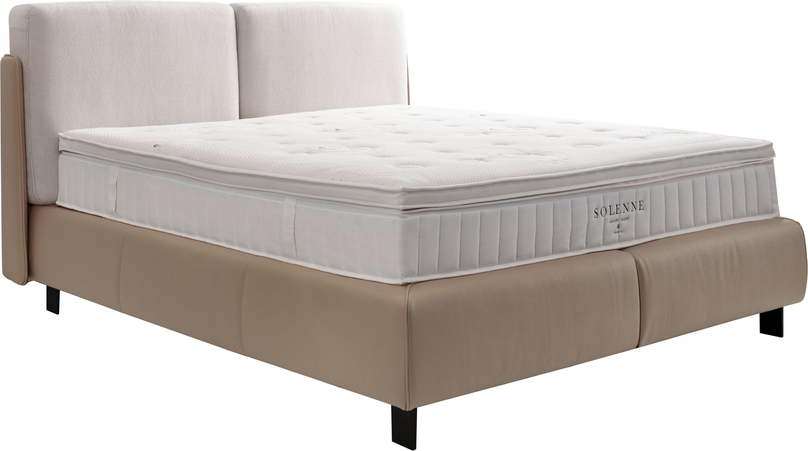 BOXSPRINGBETT 180/200 cm  in Hellgrau, Greige  - Greige/Hellgrau, Design, Textil/Metall (180/200cm) - Johann Jakob