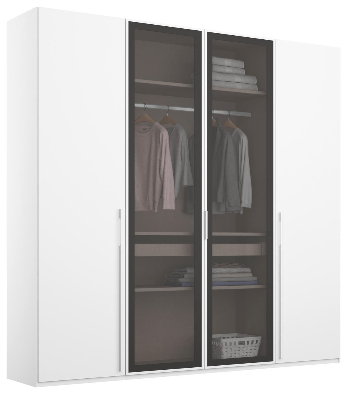 DREHTÜRENSCHRANK 201/223/60 cm 4-türig Grau, Weiß  - Weiß/Grau, Trend, Glas/Holzwerkstoff (201/223/60cm) - Novel