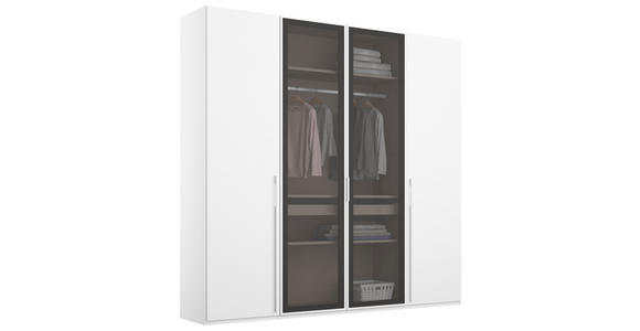 DREHTÜRENSCHRANK 201/235/60 cm 4-türig Weiß, Grau - Weiß/Grau, Trend, Glas/Holzwerkstoff (201/235/60cm) - Novel