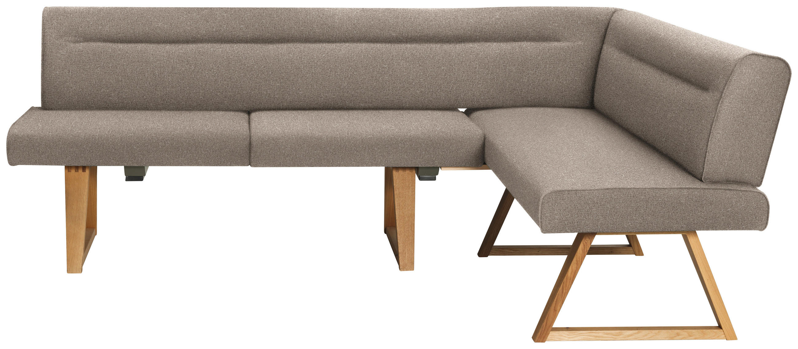 ECKBANK 230/170 cm Samt Eichefarben, Hellbraun Wildeiche massiv   - Hellbraun/Eichefarben, KONVENTIONELL, Holz/Textil (230/170cm) - Moderano