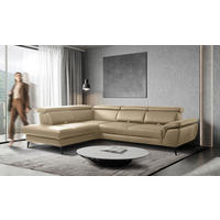 ECKSOFA  in Lederlook Echtleder Hellgrau  220/274 cm  - Hellgrau/Schwarz, Design, Leder/Textil (220/274cm) - Livetastic