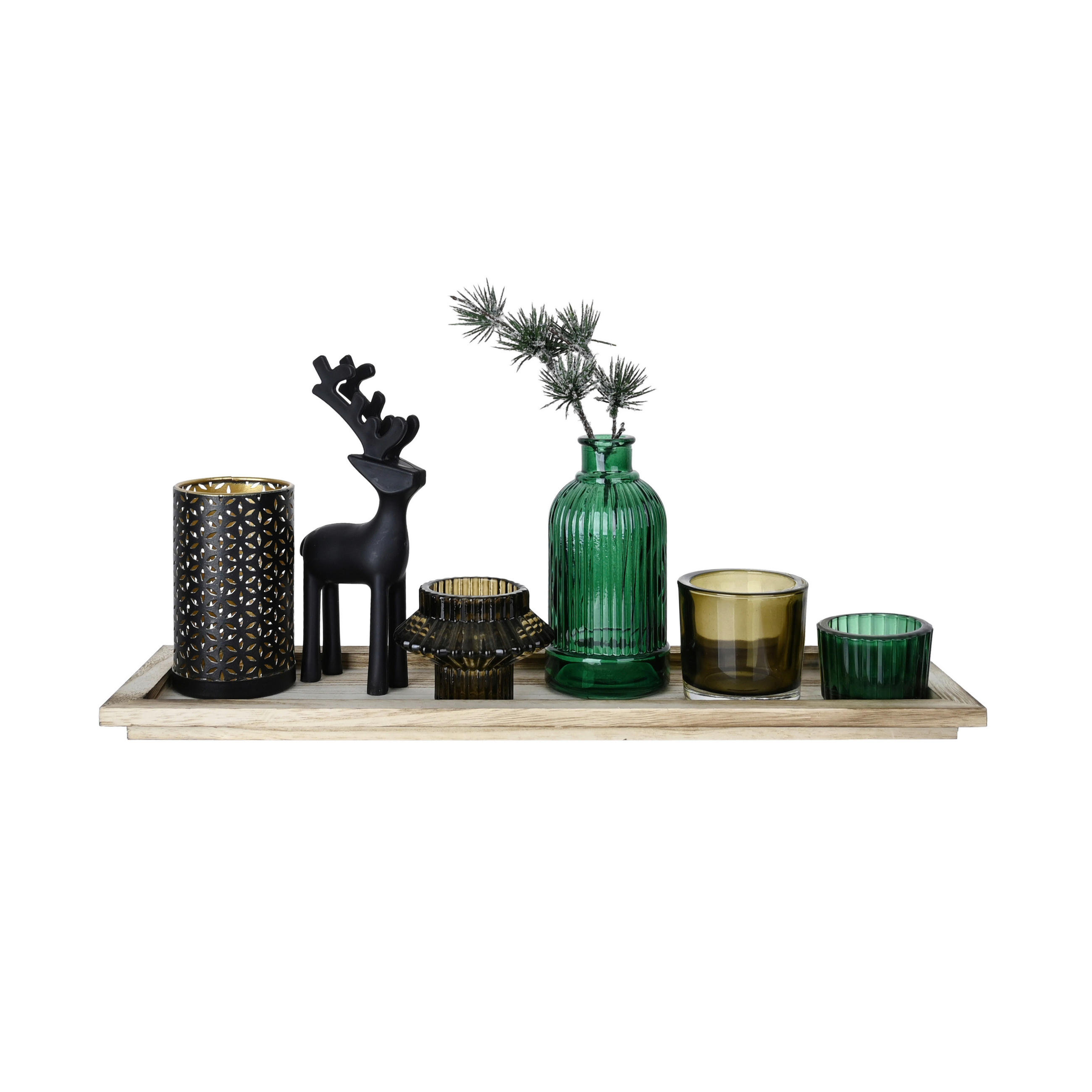 TEELICHTSCHALE  - Multicolor, LIFESTYLE, Glas/Holz (43/12,5/1,8cm) - X-Mas