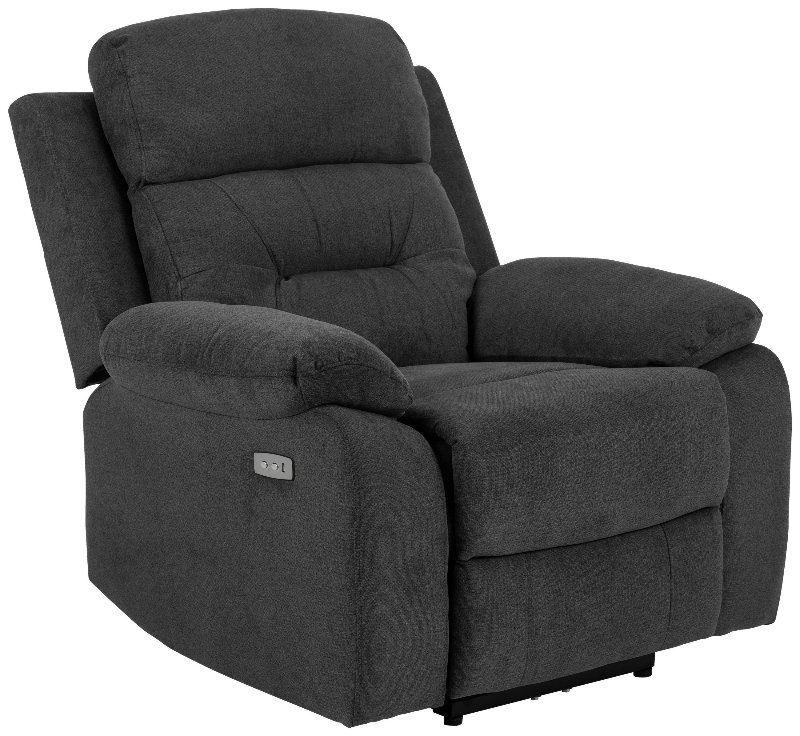 FERNSEHSESSEL Lesesessel  mit Rücken echt Chenille Dunkelgrau  - Dunkelgrau/Schwarz, KONVENTIONELL, Textil/Metall (92/98/96cm) - Carryhome
