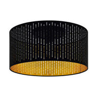 TAKLAMPA Varillas 47,5/24 cm  - svart/guldfärgad, Design, metall/textil (47,5/24cm) - Eglo