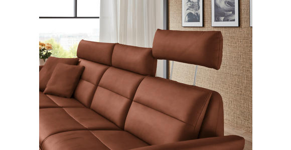 ECKSOFA in Echtleder Cognac 169/298 cm - Cognac/Schwarz, Design, Leder/Metall (169/298cm) - Dieter Knoll