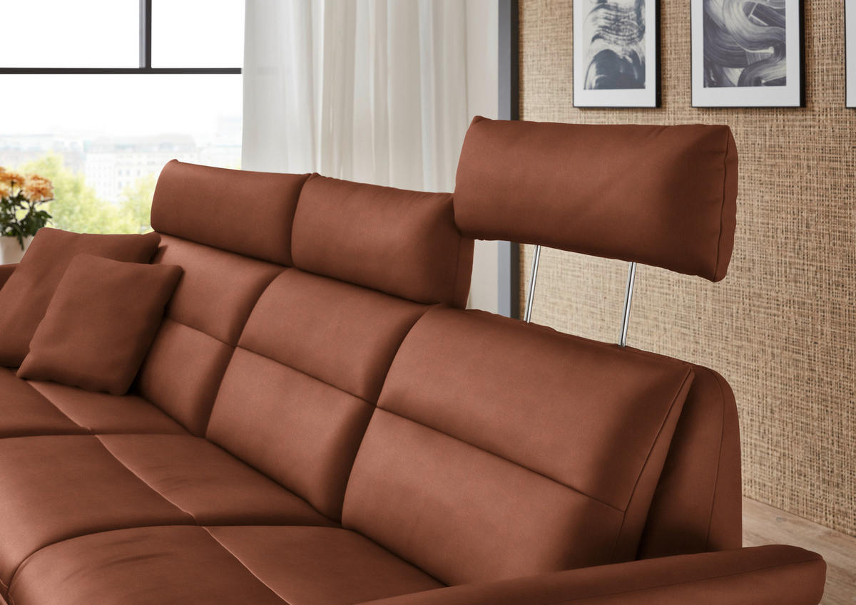 ECKSOFA in Echtleder Cognac  - Cognac/Schwarz, Design, Leder/Metall (169/298cm) - Dieter Knoll